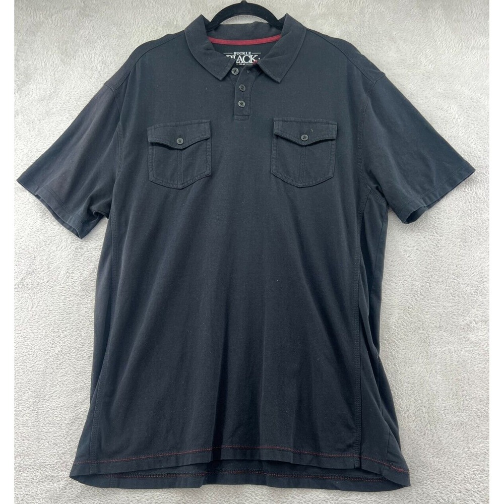Buckle Black Polo Shirt Mens XL Athletic Fit Black BB9031 Pocket Utility No 48